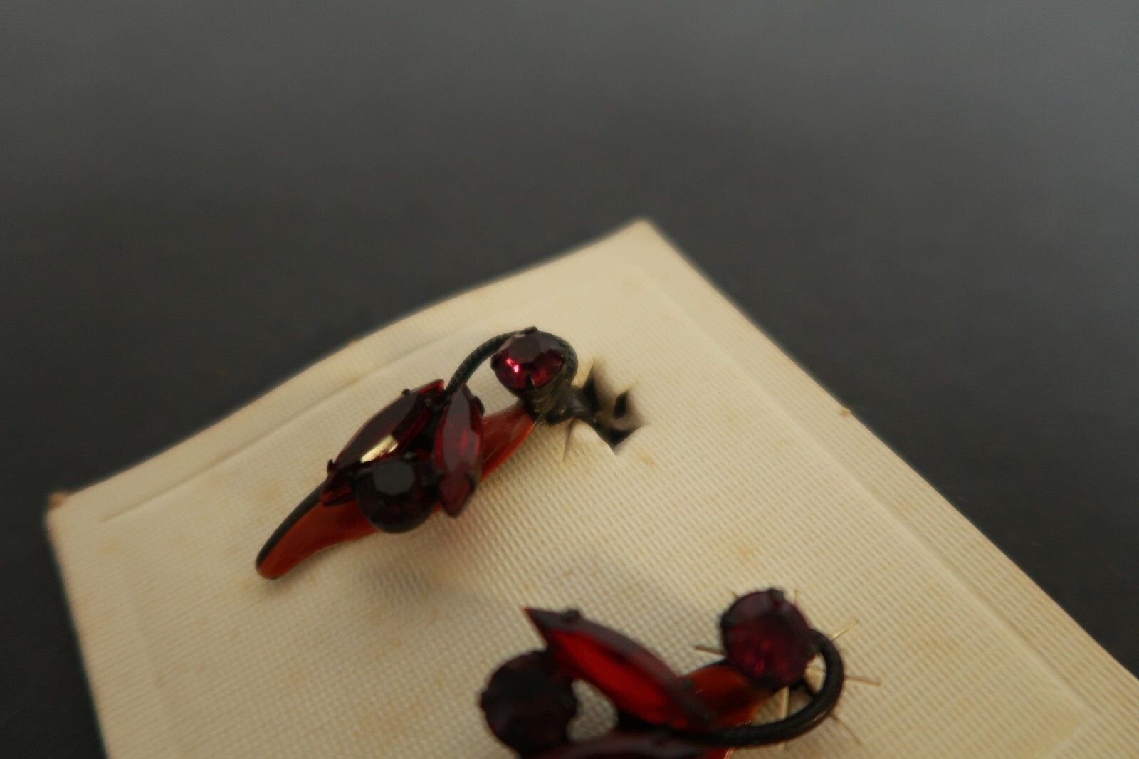 Dark Red Rose Flower Design with Ruby Gemstone Wo… - image 5