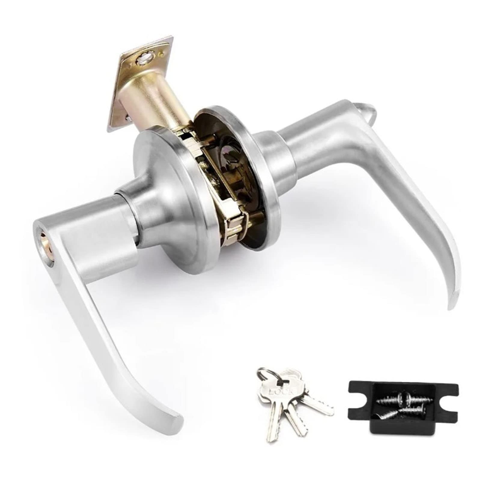 2 Privacy Door Lever Lock with 3 Keys Commercial Duty Door Lever Lockset Entr...-image