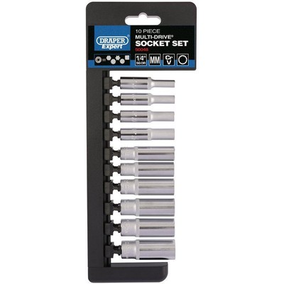 Draper 50048 Multi-Drive  Metric Deep Socket Set 1/4'' Sq. Dr. 10 Piece