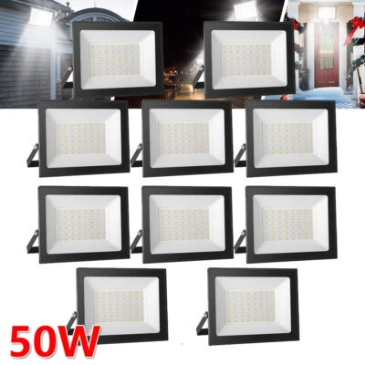 BAPRO 10 pezzi proiettore LED 50W proiettore lampada esterna faro faretto da costruzione bianco freddo