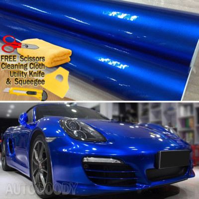 #ad Premium Super Gloss Metallic Blue Vinyl Film Wrap Sticker Decal Air Bubble Free $109.88
