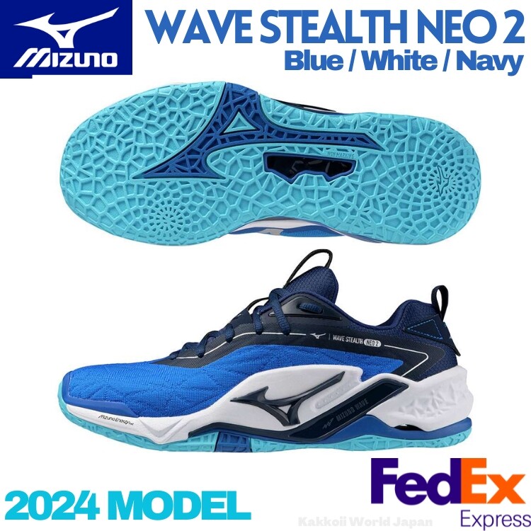 Mizuno Handball Shoes WAVE STEALTH NEO 2 Blue/White/Navy X1GA2400