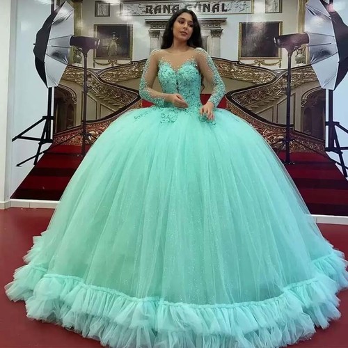 Mint Green Quinceanera Dresses Sparkly 