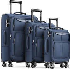 Luggage Sets 3 Piece Softside Expandable Lightweight Durable Suitcase Sets Doubl