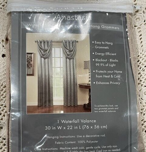1 VALANCE SWAG WATERFALL BLACKOUT ROD POCKET FOAM LINED WINDOW DECOR CURTAIN - Picture 4 of 10