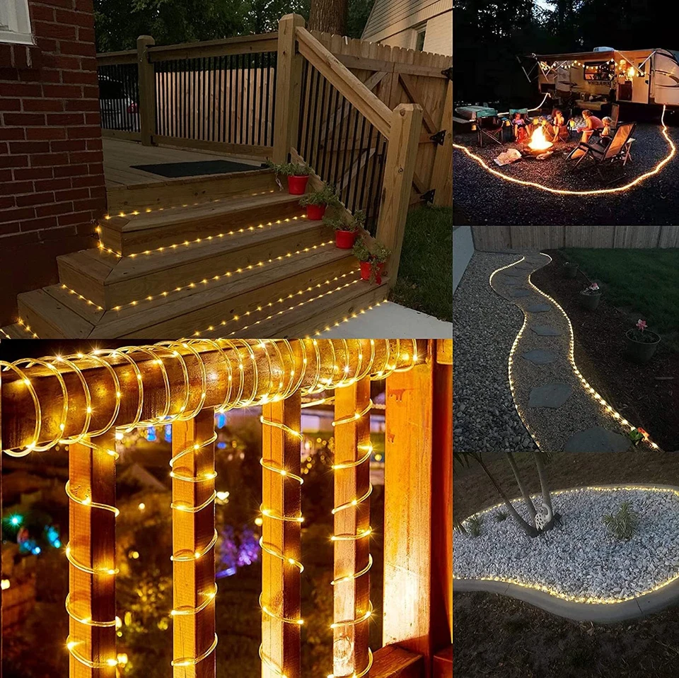 7M/12M/22M/32M Solar Rope LED String Fairy Lights Strip For Garden Party Decor - Image 3 of 4