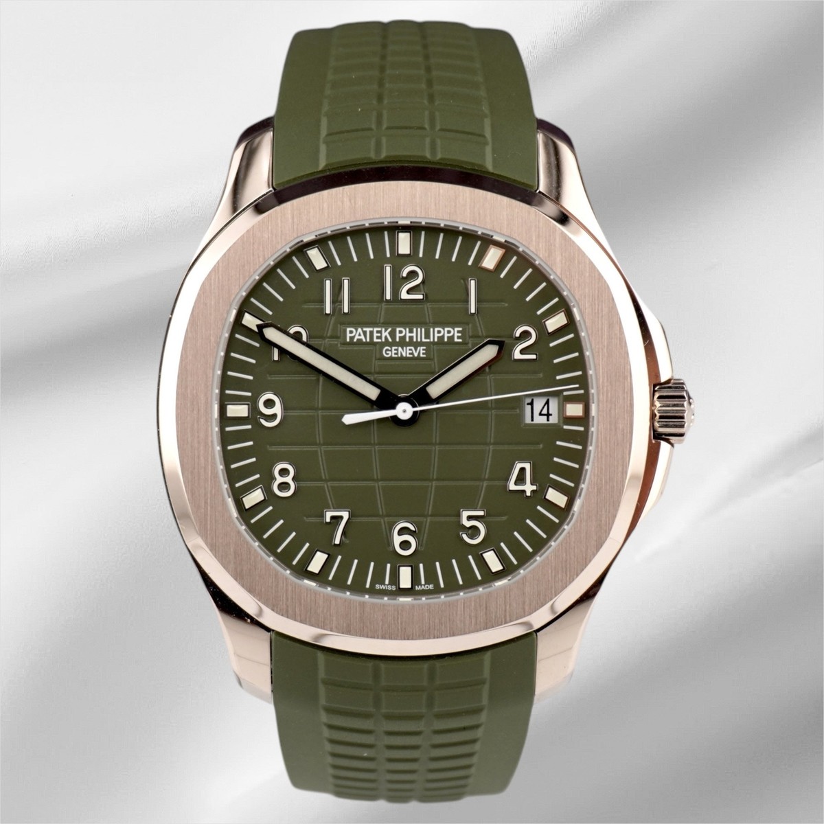 Patek Philippe Aquanaut Jumbo 18K White Gold Khaki Green Men's