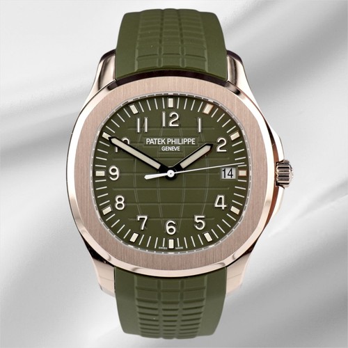 Patek Philippe Aquanaut Jumbo 18K White Gold Khaki Green Men's...