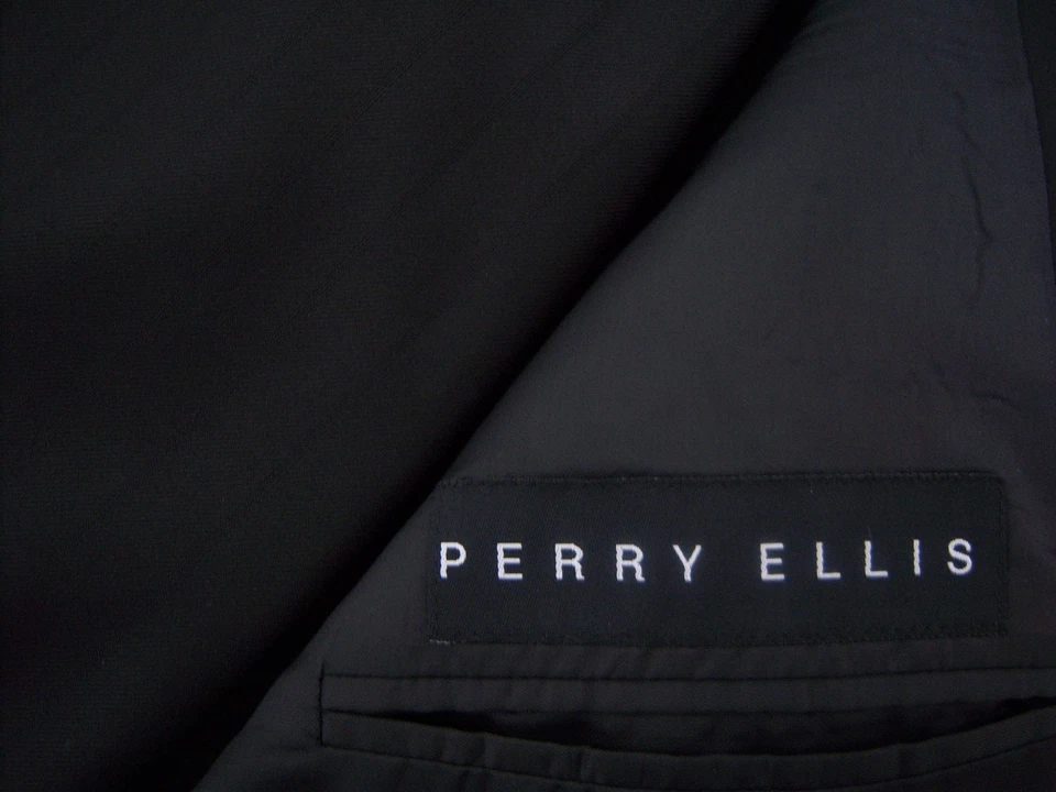 BLACK PERRY ELLIS STERLING TUXEDO Jacket with Pant Option Subtle Stripe - Image 3 of 4