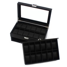 24 Slot Men Watch Display Case Large Jewelry Organizer Box Luxury Storage Holder