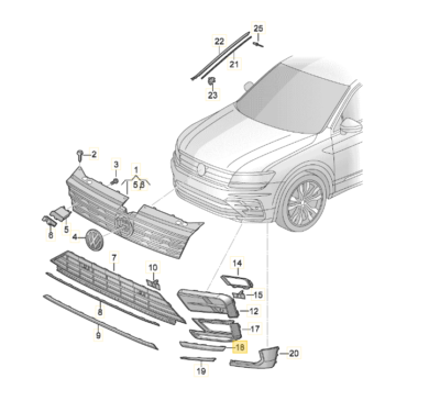 5nn853101c Gru Volkswagen Genuine OEM 2017 2021 Tiguan Right 