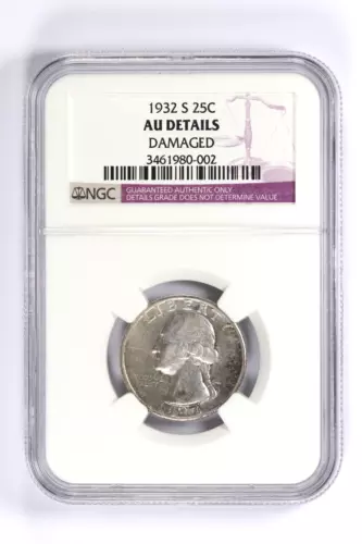 1932-S Washington Quarter 25C NGC AU Details Damaged