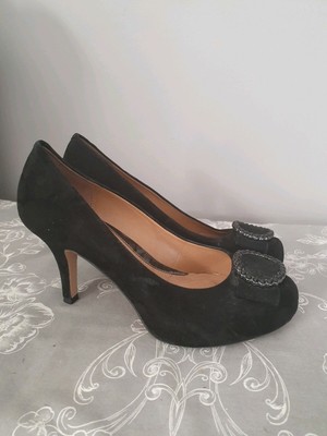 clarks wide fit black court shoes