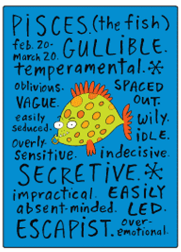 Pisces zodiac sign (negative) fridge magnet (ep)