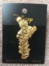Disney Mickey & Pals M&P Japan Gold 100 Relief Goldtone Caterpillar Pin NOC