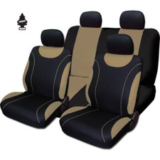 For Mercedes New Black and Beige Cloth Car Truck Seat Covers With Gift Full Set