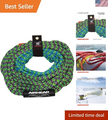 Versatile 2-Section Tow Rope for 1-4 Riders - Includes Tangle-Free Rope Keeper