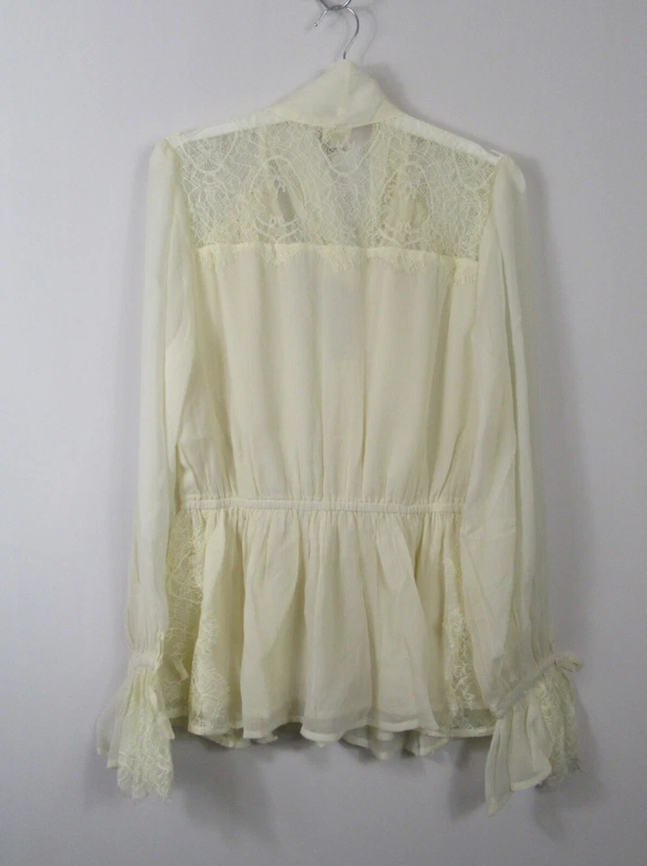 River Island Cream Lace Mix Pussy Bow Blouse Long Sleeves Size 6 - 18 RRP £45 - Image 4 of 4