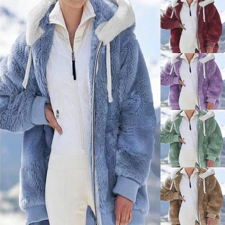 Jacket Coat Winter Warm Women Fleece Thermal Heated Plush Overcoat Fur *20% OFF* - Image 2 of 4