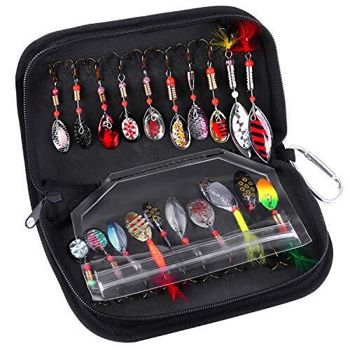  Fishing Lures, Fishing Spoon,Trout 20pcs fishing spinner with carrier bag