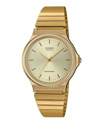 Casio MQ24G-9E, Classic Analog Watch, Goldtone Bracelet Band, Water Resistant