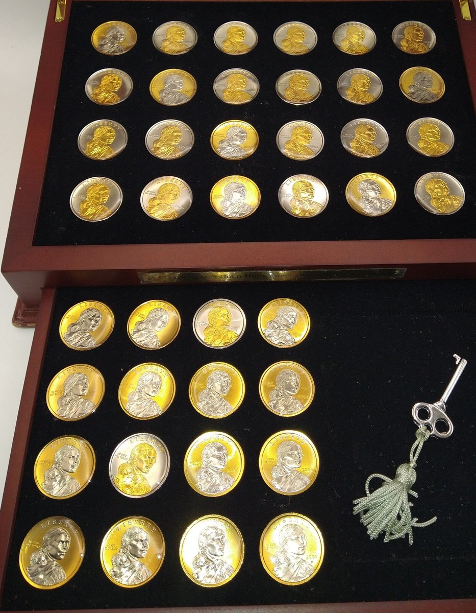 40 Rare Platinum and Gold Highlighted Sacagawea Dollars 2000-2008
