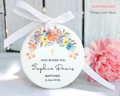 Baptism Keepsake Ornament   Custom God Bless You Gift   Name & Date Personaliza