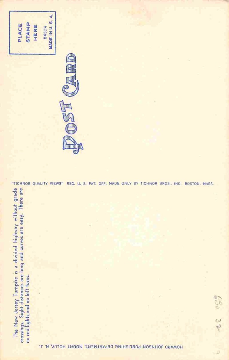 New Jersey Turnpike Highway Showing Interchanges Map linen