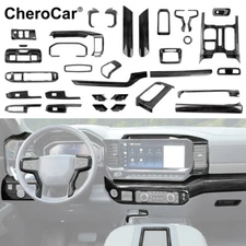 Dark Wood Grain Interior Decor Cover Trim Kit For 2022-2024 Chevrolet Silverado