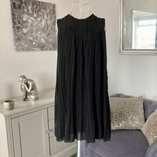 Black Chiffon Round Neck Sleeveless Button Fastening Pleated Swing Mini Dress 8