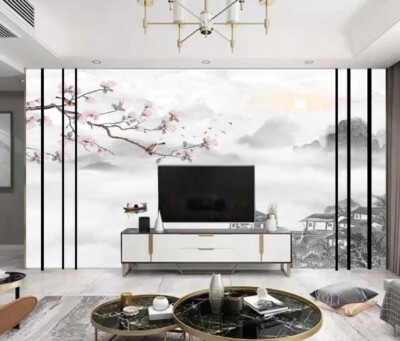 3D Pink Flower Branch K16070 Wallpaper Mural Self-adhesive Removable Sticker Kay