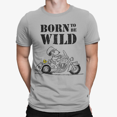 Peanuts Snoopy Sketch Born Wild Official Herren T-Shirt Woodstock Riding Bike Tee