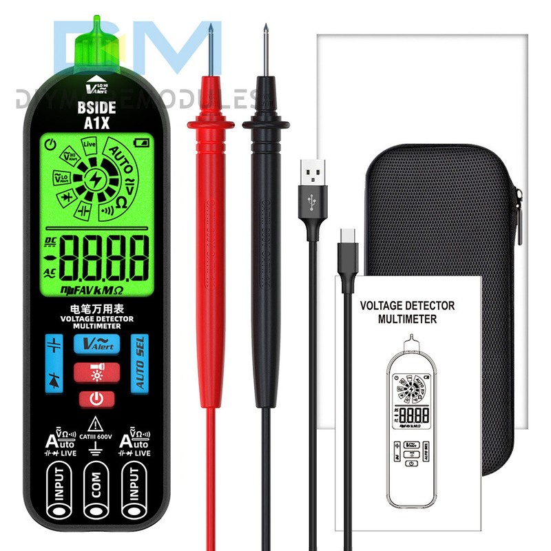 BSIDE A1X Digital Multimeter 1999 Counts AC/DC Voltage Tester Resistance Meter