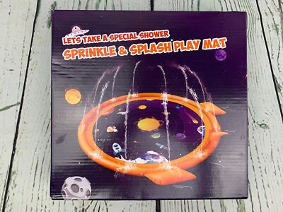 Splash Pad Outdoor Sprinkler for Kids 67in Non Slip Space Planets Rocket