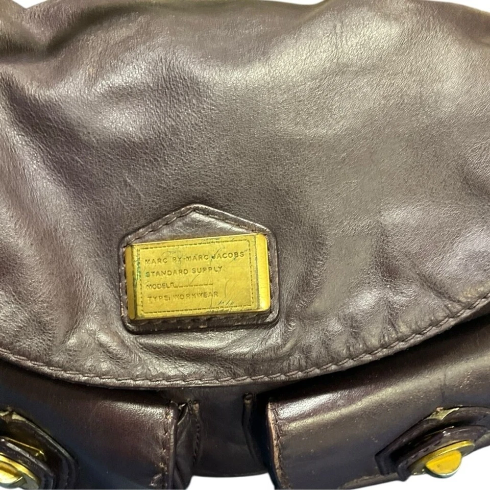 Marc by Marc Jacobs Lil Riz Hobo Bag Brown Leather Gold Turnlock  Y2K Purse - Image 3 of 4