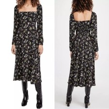 Reformation Sigmund Black Floral Dress in Lindy Print, Size 2