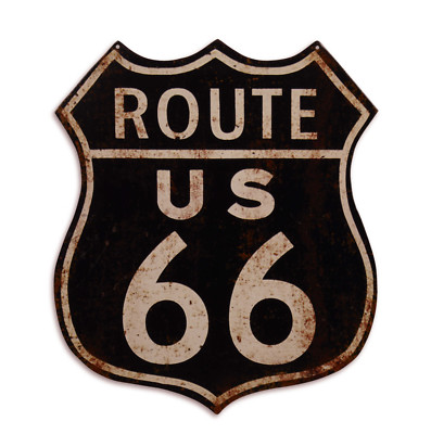 Blechschild ''Route 66'' Verkehrsschild USA Highway Harley Biker schw. 35x30cm Neu
