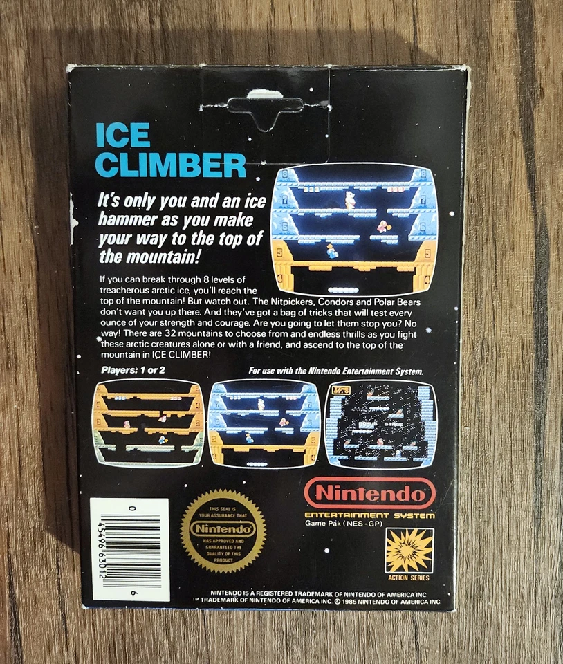 Ice Climber 4TH PRINT Nintendo NES Complete CIB 5 Screw Authentic Black Box - Image 2 of 4