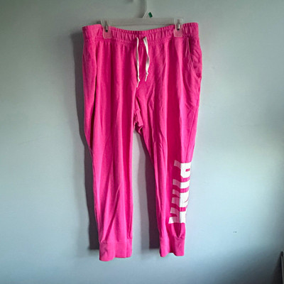 PINK Victoria s Secret Pink Logo Jogger Sweatpants XL Drawstring Pockets