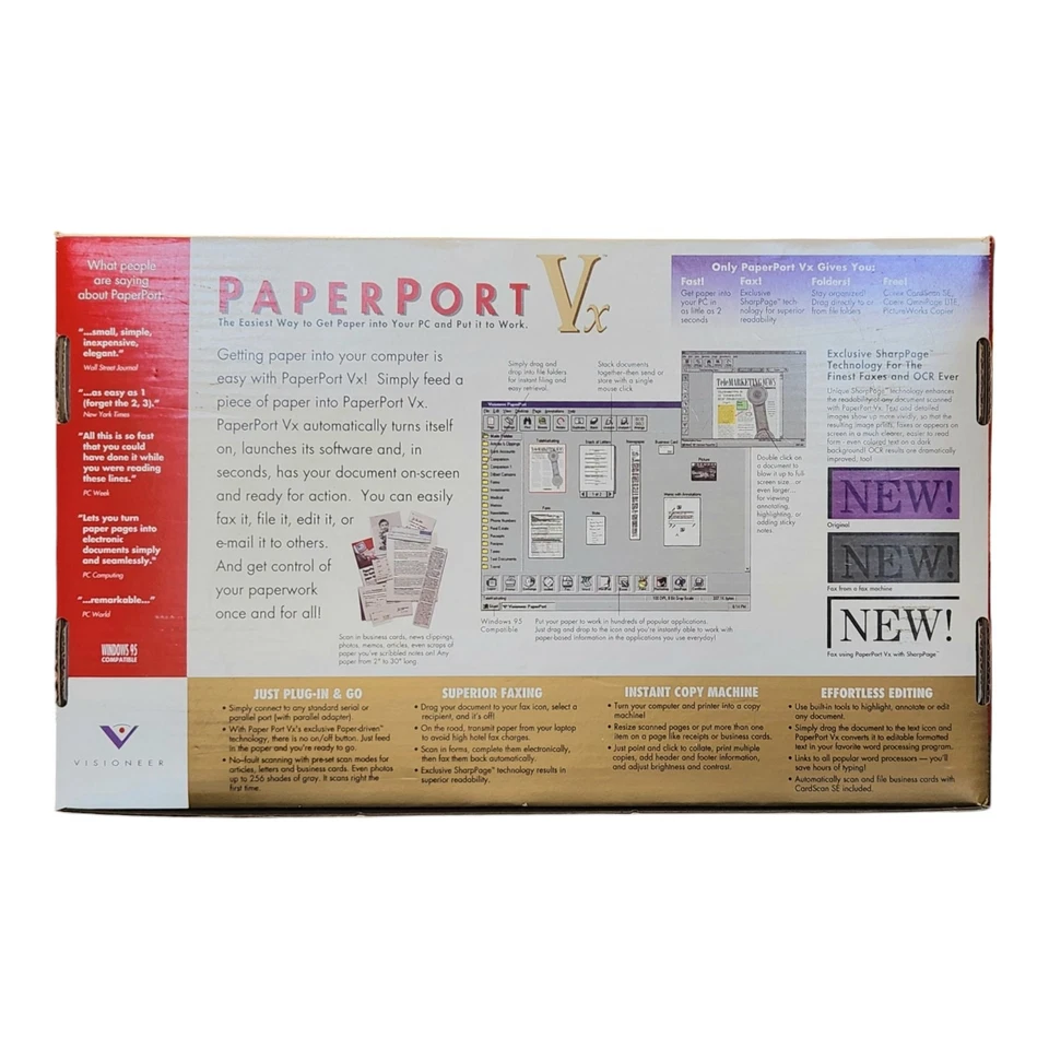 Visioneer Paperport Scanner Vx PR-33001-W Vintage Unused NOS Windows - Image 2 of 4
