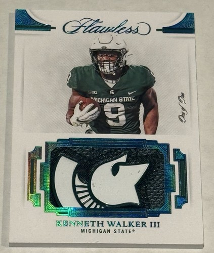 2022 Flawless Collegiate Kenneth Walker III Patch Swatch #1/1  Spartans DAMAGED