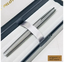 Pilot Custom Stripe Fountain Pen 18K WG F Nib H178 Vintage Rare Japan