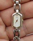 VTG SEIKO 2E20-1350R 13mm Two Tone White Dial Quartz Japan Stainless Bracelet 7"