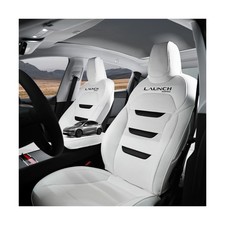 Seat Covers for Model Y Juniper White Nappa Leather Seat Protector Set for Mo...