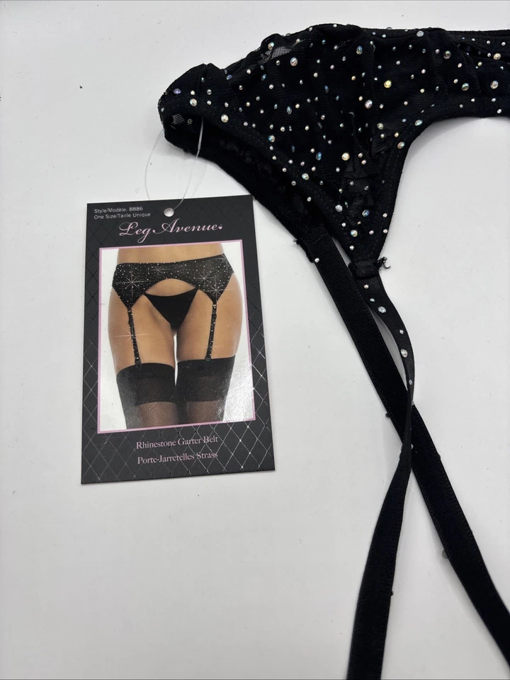 Liguero Leg Avenue estrás, negro, talla única Foto 2 de 4