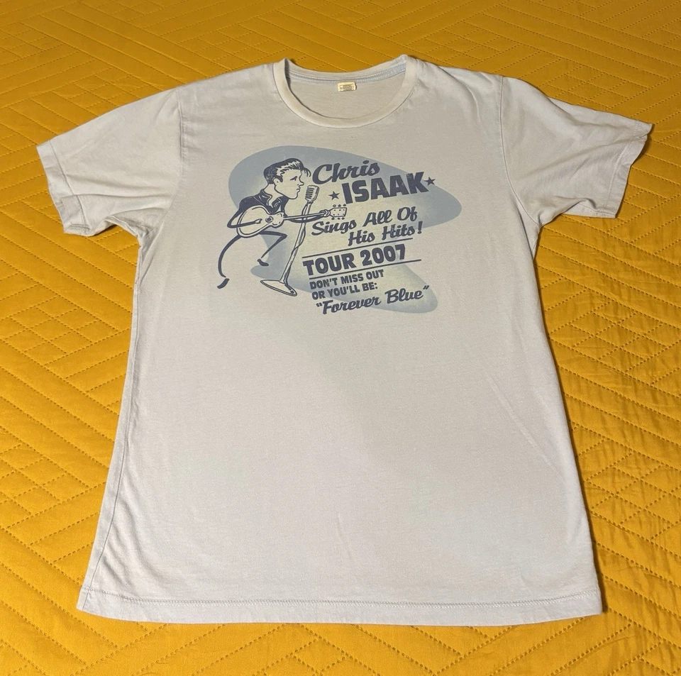 Camiseta Chris Isaak Forever Blue 2007 gira de conciertos a dos caras, ¡firmada por el artista!  Foto 2 de 4