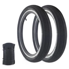 16 Inch Bike Tire 2 Pack Folding Replacement for Kids Bikes BMX Black