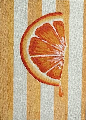 ACEO Citrus Orange ATC Print (Not Original) Art Card By Liz Benavides