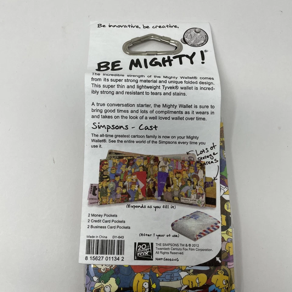 The Simpsons Mighty Wallet Mens Multicolor Tyvek Simpsons Cast Cartoon Print - Image 3 of 4