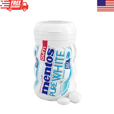 Mentos Pure Fresh Sweet Mint Sugar Free Gum 50 Pieces Bottle Xylitol Breath Fres